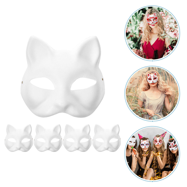 Cat Face Mask Masquerade Party Women DIY White Halloween Kids Blank Paper  Masks Crafts - AliExpress
